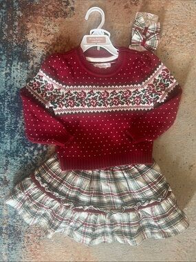 Tommy Bahama LIKE NEW Toddler Girl’s Sweater Bow Outfit Set